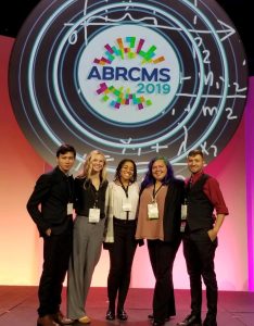 Mentees at the 2019 ABRCMS conference (R-L): Martin Penaherrera, Hannah Staley, Kyra Brewer, Gabriella Tyler, Sebastian Olteanu. <strong>Hannah (Ph.D. candidate in the Neuroscience Program at the University of Florida), Kyra (Ph.D. candidate in the Biological Science Program at Morehouse School of Medicine), Gabriella (Ph.D. candidate in the Neuroscience Program at the University of Notre Dame) were awarded poster presentation prizes in Neuroscience and Martin in Social Sciences and Behavior</strong>